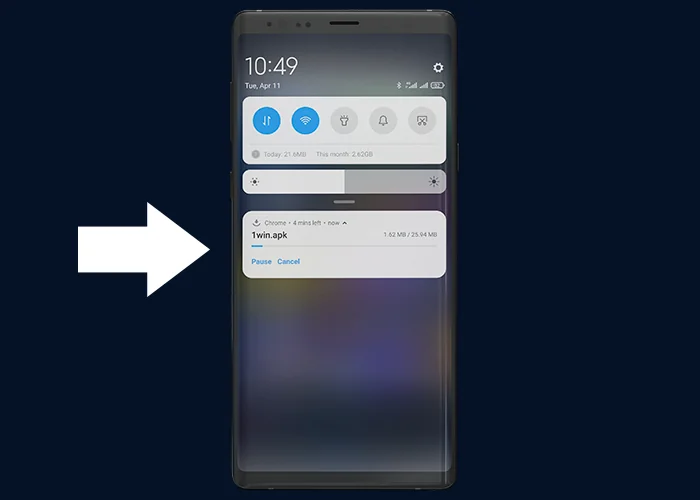 How to install 1win android app, step 3: wait until the download complete